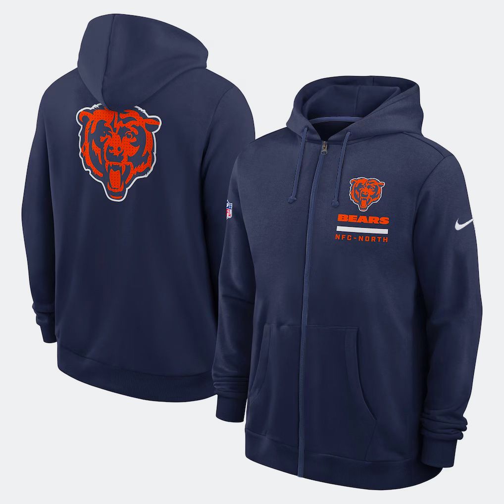 Men 2026 NFL Chicago Bears zip-up hoodie Blue 01